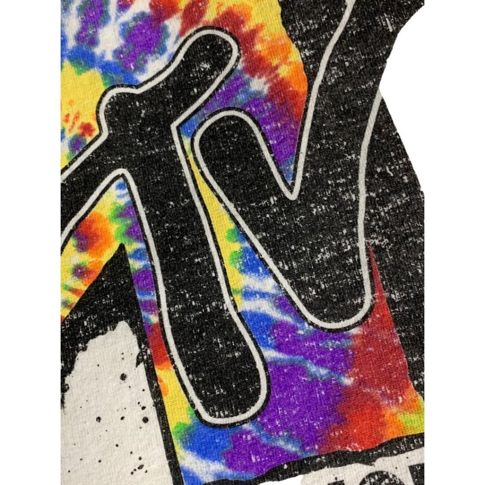 Small MTV Adult Unixex Tshirt Tie Dye Graffiti Logo White Short Sleeve - Picture 4 of 9